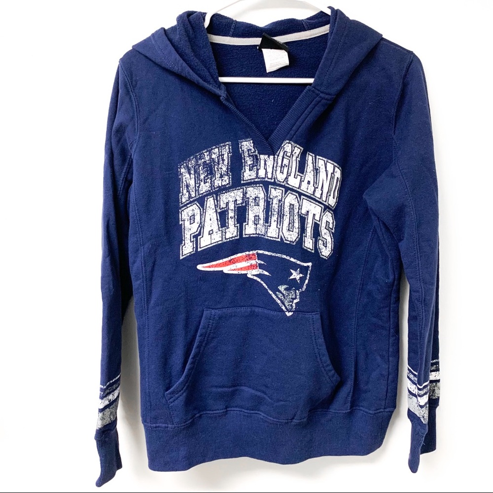 NFL New England Patriot’s V-neck Hoodie‎ Shirt Football Team Gear Size Medium
